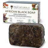 PraNaturals Organisch Afrikanische Schwarze Seife 200g, Vegan Kosmetik, Für Alle...