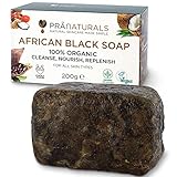 PraNaturals Organisch Afrikanische Schwarze Seife 200g, Vegan Kosmetik, Für Alle...